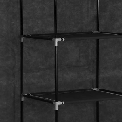 vidaXL Wardrobe with Compartments and Rods Black 150x45x175 cm Fabric