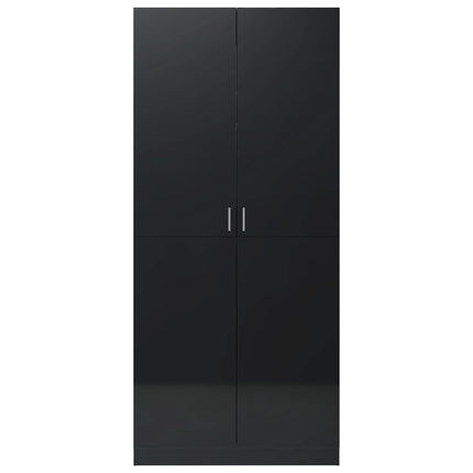 vidaXL Wardrobe High Gloss Black 90x52x200 cm Chipboard