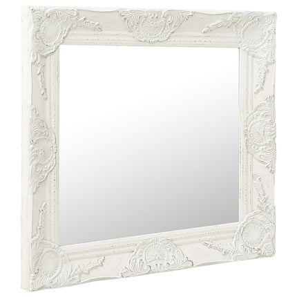 vidaXL Wall Mirror Baroque Style 50x50 cm White