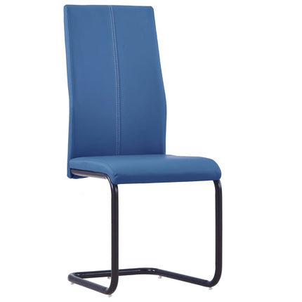 vidaXL Cantilever Dining Chairs 6 pcs Blue Faux Leather