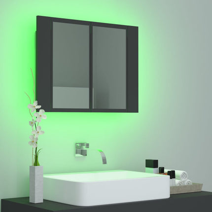 LED Bathroom Mirror Cabinet Grey 60x12x45 cm Acrylic