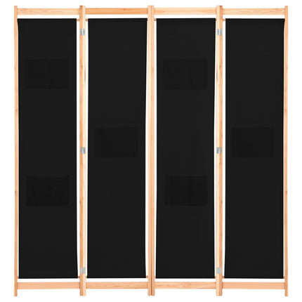 vidaXL 4-Panel Room Divider Black 160x170x4 cm Fabric