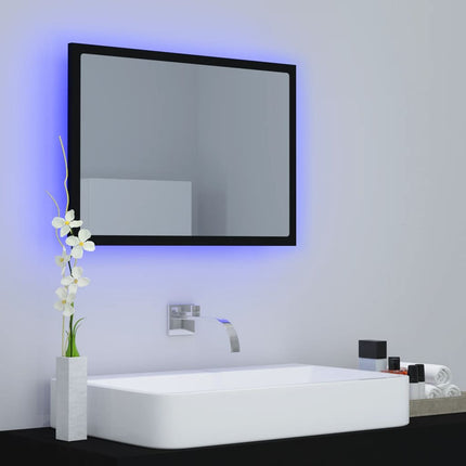 vidaXL LED Bathroom Mirror Black 60x8.5x37 cm Chipboard