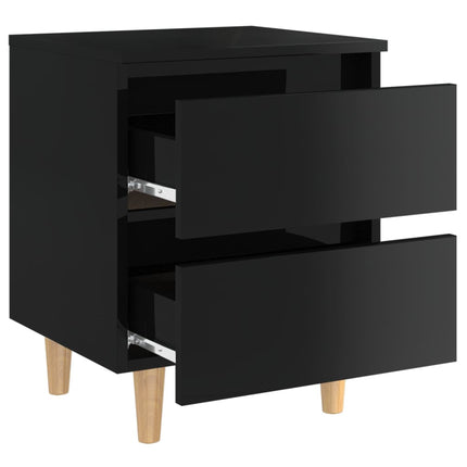 vidaXL Bed Cabinets 2 pcs High Gloss Black 40x35x50 cm Chipboard