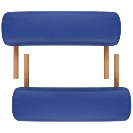 Blue Foldable Massage Table 2 Zones with Wooden Frame