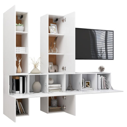 vidaXL 7 Piece TV Cabinet Set White Chipboard