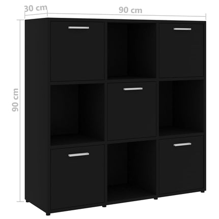 Book Cabinet Black 90x30x90 cm Engineered Wood