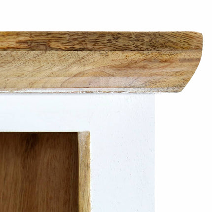 vidaXL Highboard White and Brown 40x30x128 cm Solid Rough Mango Wood