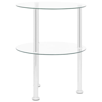 vidaXL 2-Tier Side Table Transparent 38 cm Tempered Glass