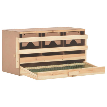 vidaXL Chicken Laying Nest 3 Compartments 72x33x38 cm Solid Pine Wood