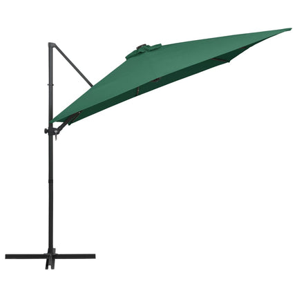vidaXL Cantilever Umbrella with LED lights and Steel Pole 250x250 cm Green