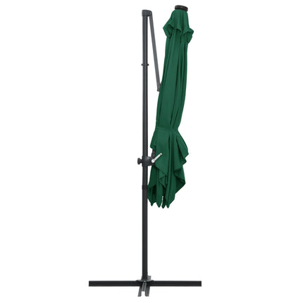 vidaXL Cantilever Umbrella with LED lights and Steel Pole 250x250 cm Green