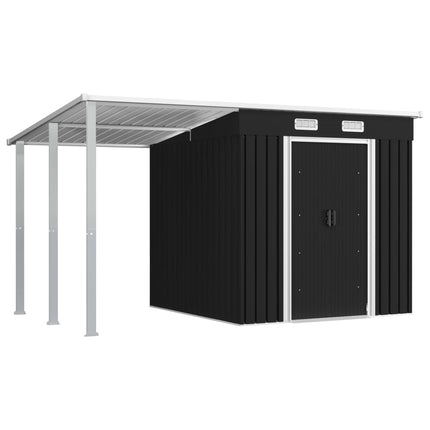 vidaXL Garden Shed with Extended Roof Anthracite 346x193x181 cm Steel