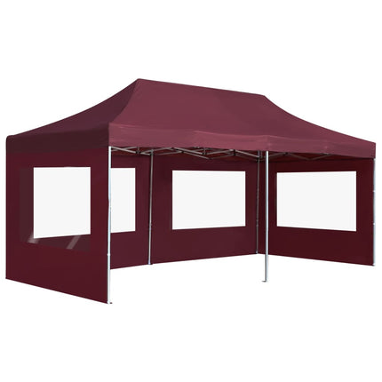 Professional Folding Party Tent with Walls Aluminium 6x3 m Wine Red