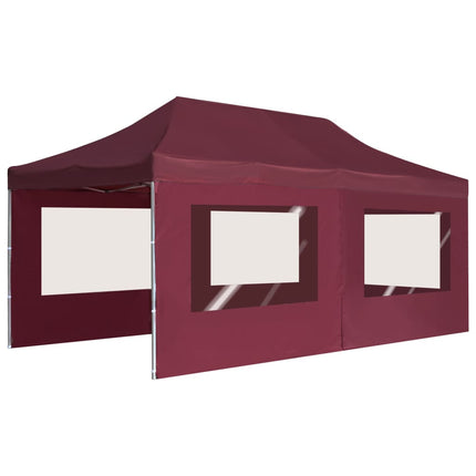 Professional Folding Party Tent with Walls Aluminium 6x3 m Wine Red