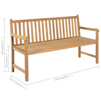 vidaXL Garden Bench with Anthracite Cushion 150 cm Solid Teak Wood
