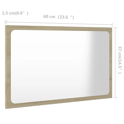 vidaXL Bathroom Mirror Sonoma Oak 60x1.5x37 cm Chipboard