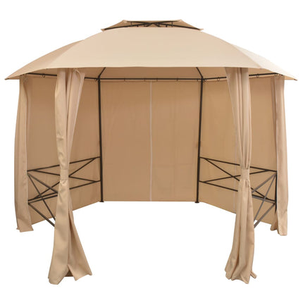 vidaXL Garden Marquee Pavilion Tent with Curtains Hexagonal 360x265 cm
