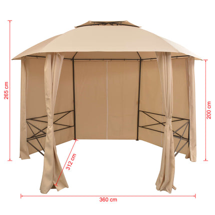 vidaXL Garden Marquee Pavilion Tent with Curtains Hexagonal 360x265 cm
