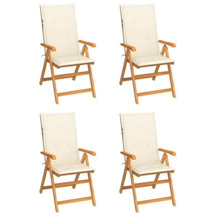 Garden Chairs 4 pcs with Cream Cushions Solid Teak Wood