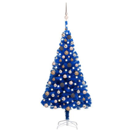 vidaXL Artificial Christmas Tree with LEDs&Ball Set Blue 150 cm PVC