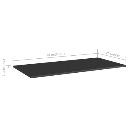 vidaXL Bookshelf Boards 8 pcs High Gloss Black 80x20x1.5 cm Chipboard