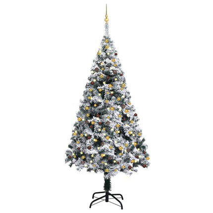 vidaXL Artificial Christmas Tree with LEDs&Ball Set Green 210 cm PVC