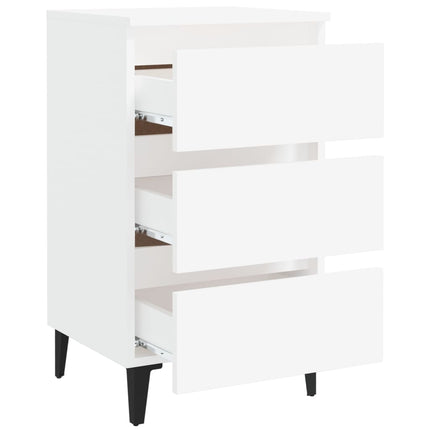 vidaXL Bed Cabinet with Metal Legs White 40x35x69 cm