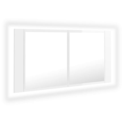 LED Bathroom Mirror Cabinet High Gloss White 90x12x45 cm Acrylic
