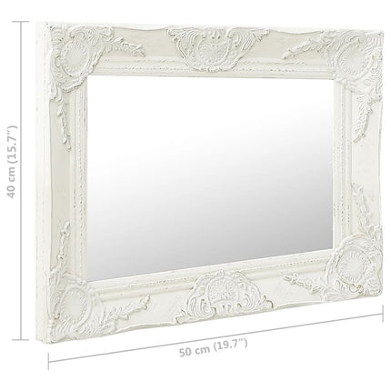 vidaXL Wall Mirror Baroque Style 50x40 cm White