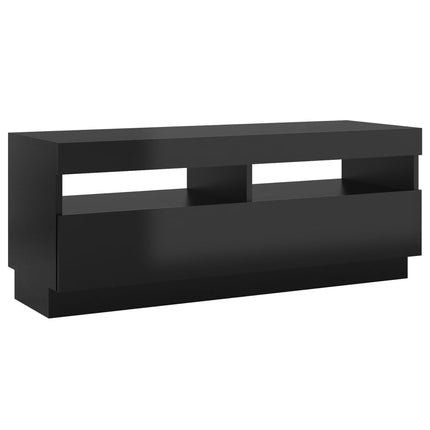 TV Cabinet with LED Lights High Gloss Black 100x35x40 cm