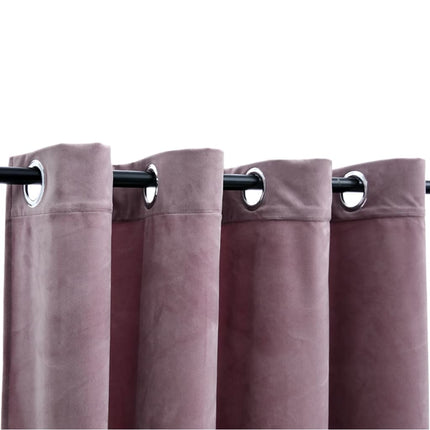 vidaXL Blackout Curtains with Rings 2 pcs Velvet Antique Pink 140x245 cm