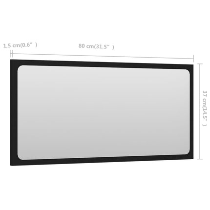 vidaXL Bathroom Mirror Black 80x1.5x37 cm Chipboard