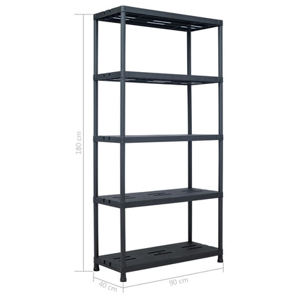Storage Shelf Racks 2 pcs Black 260 kg 90x40x180 cm Plastic