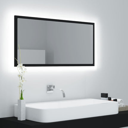 vidaXL LED Bathroom Mirror Black 90x8.5x37 cm Chipboard