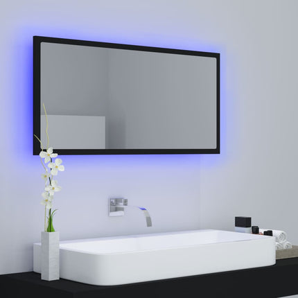 vidaXL LED Bathroom Mirror Black 90x8.5x37 cm Chipboard
