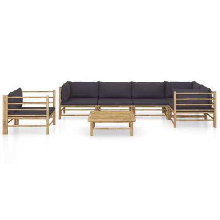 vidaXL 7 Piece Garden Lounge Set with Dark Grey Cushions Bamboo