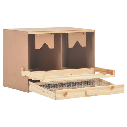 Chicken Laying Nest 2 Compartments 63x40x45 cm Solid Pine Wood