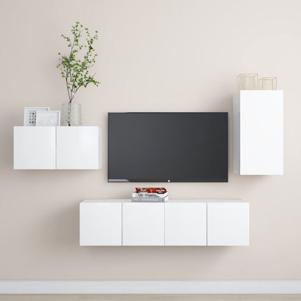 vidaXL 4 Piece TV Cabinet Set White Chipboard
