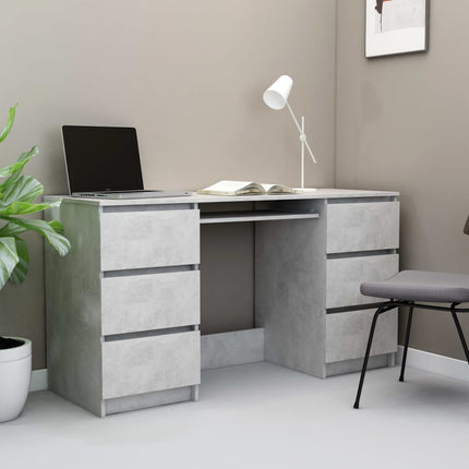 vidaXL Writing Desk Concrete Grey 140x50x77 cm Chipboard