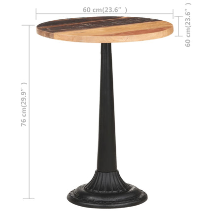 vidaXL Bistro Table Ø60x76 cm Solid Reclaimed Wood