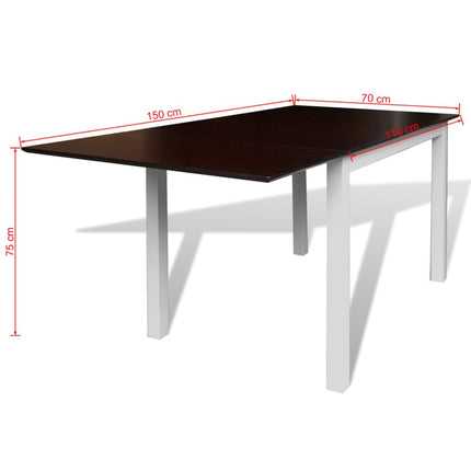 vidaXL Extending Dining Table Rubberwood Brown and White 150 cm