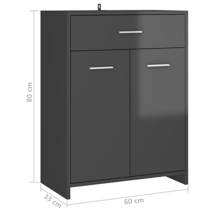 Bathroom Cabinet High Gloss Grey 60x33x80 cm Engineered Wood