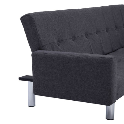 vidaXL Sofa Bed with Armrest Dark Grey Polyester