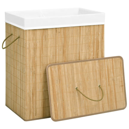 Bamboo Laundry Basket with 2 Sections 100 L