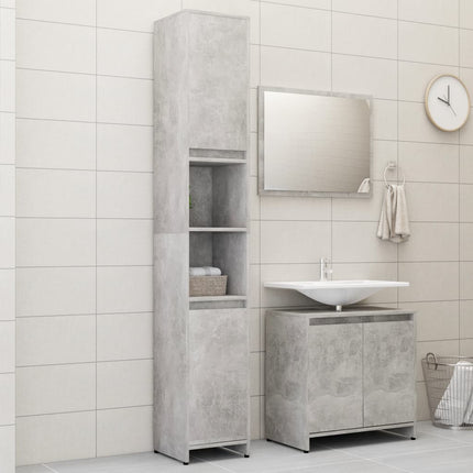 vidaXL 3 Piece Bathroom Furniture Set Concrete Grey Chipboard