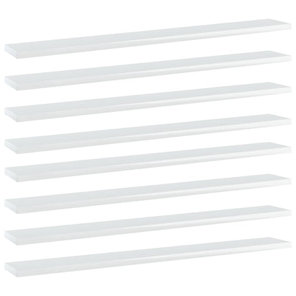vidaXL Bookshelf Boards 8 pcs High Gloss White 80x10x1.5 cm Chipboard
