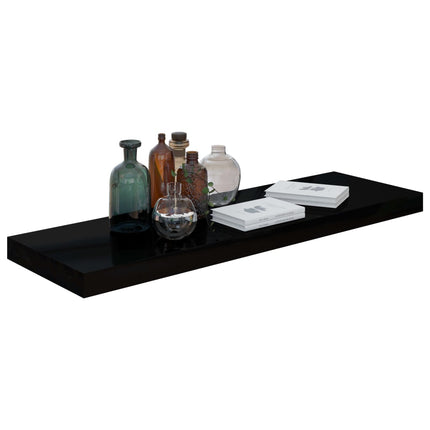 vidaXL Floating Wall Shelf High Gloss Black 80x23.5x3.8 cm MDF