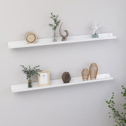 vidaXL Wall Shelves 2 pcs High Gloss White 100x9x3 cm