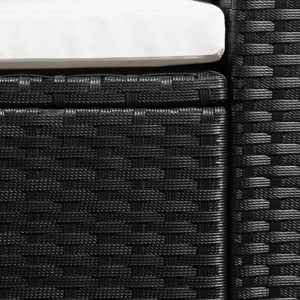 vidaXL 3 Seater Garden Sofa Black Poly Rattan with White Cushions